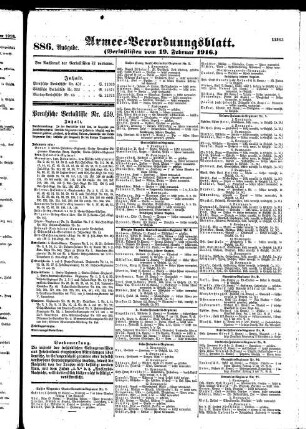 886. Ausgabe. Samstag, 19. Februar 1916