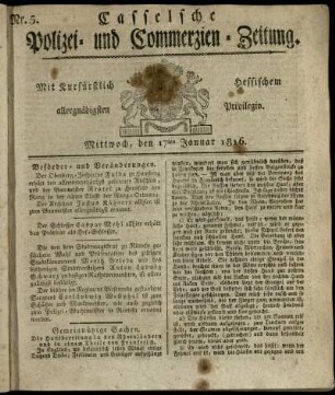 Nr. 5, Mittwoch, den 17ten Januar 1816