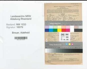 Entnazifizierung Adelheid Breuer , geb. 31.08.1909 (Kontoristin)