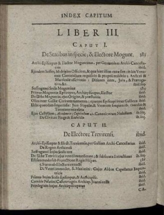 [Index Capitum Et Singularum eorundem Materiarum]. Liber III.
