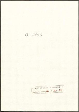 Oordt, J[& ] van, Den Haag, an Wichert