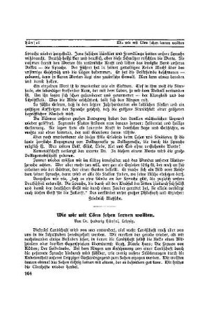 Wie wir mit Löns sehen lernen wollten