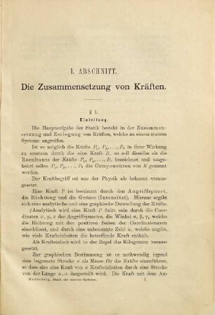 Lehrbuch der Technischen Mechanik, I