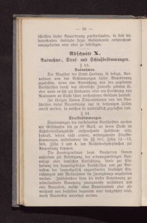 Abschnitt X. Ausnahme-, Straf- und Schlußbestimmungen.