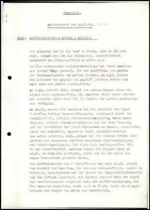 Aktenvermerk; Betr. Luftbildaufnahmen Attika - Argolis