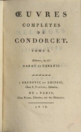 Oeuvres complètes de Condorcet, 10