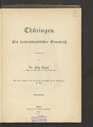 Thüringen : ein landeskundlicher Grundriß