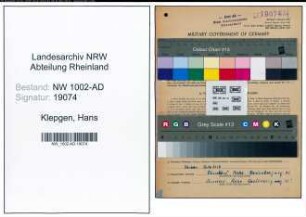 Entnazifizierung Hans Klepgen, geb. 15.09.1905 (Hausangest.)
