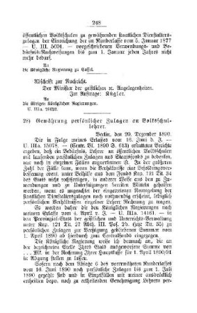 Gewährung persönlicher Zulagen an Volksschullehrer : [F. Oeffentliches Volksschulwesen]