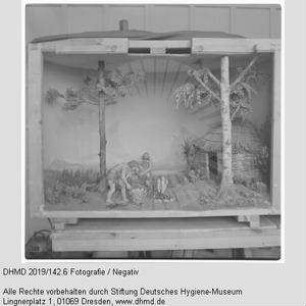Diorama "Jüngere Neumenschen der mittleren Steinzeit als sesshafte Fischer"