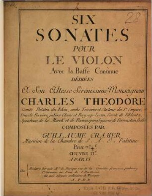 Six sonates pour le violon avec la basse continue : oeuvre IIe