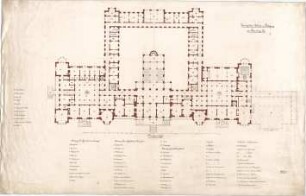 Voit, August von; Feldafing / Starnberger See (Bayern); Königliches Schloss (Königliche Villa) - Hochgeschoss (Grundriss)