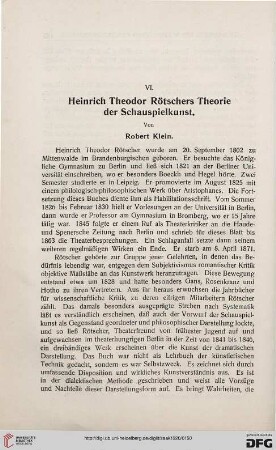 Heinrich Theodor Rötschers Theorie der Schauspielkunst