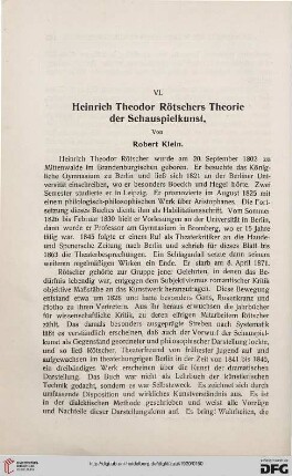 Heinrich Theodor Rötschers Theorie der Schauspielkunst