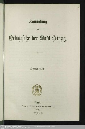 3: Sammlung der Ortsgesetze der Stadt Leipzig