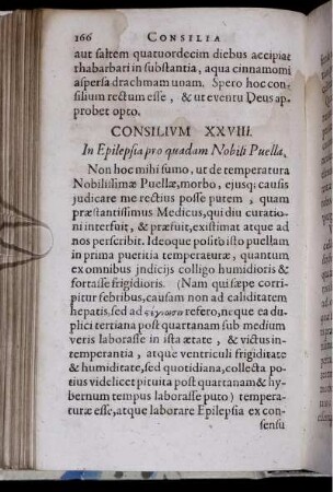 Consilium XXVIII. In Epilepsia pro quadam Nobili Puella