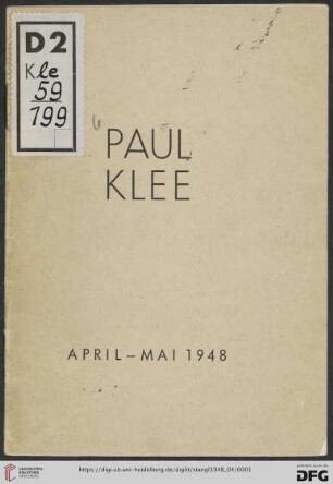 Paul Klee : April-Mai 1948