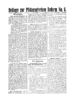 Mitteilungen : Beilage zur Pädagogischen Reform No. 6