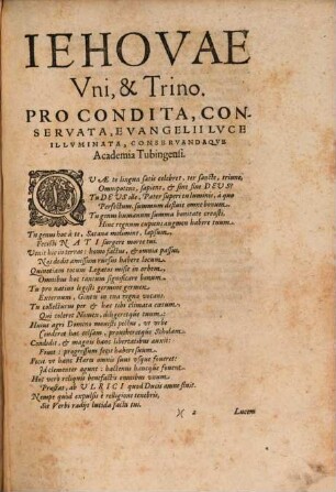 Jmagines Professorvm Tvbingensivm, Senatorii Praecipve Ordinis : Qvi, hoc altero Academiae Seculo, Anno 1577. inchoato, in ea & hodie, Anno (1596.) viuunt, ac florent: & interea mortui sunt: His praemittuntur Jllvstrissimorum ... Dominorum ... Johannis Friderici Ducis VVürttembergici ... Et ... Avgvsti Jvnioris, Ducis Brunsuicensis et Lunaeburgensis ... Icones