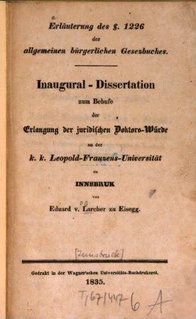Erläuterung des § 1226 des allgemeinen bürgerlichen Gesezbuches
