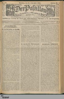 Der Postillon : Amts- und Anzeigeblatt für den Oberamtsbezirk Marbach : unabhängige Zeitung für Stadt und Oberamtsbezirk Marbach a.N. und Umgebung