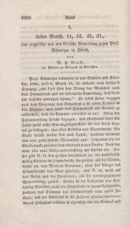 1020-1024 Ueber Matth. 11,12. 21,31.