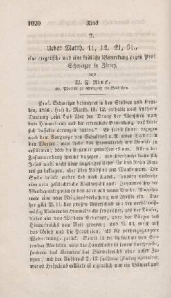 1020-1024 Ueber Matth. 11,12. 21,31.