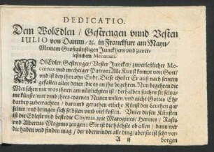 Dedicatio. Dem WolEdlen/ Gestrengen unnd Vesten Julio von Damm ...
