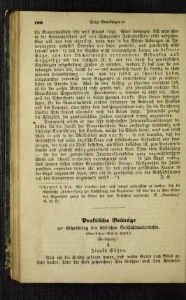 Praktische Beiträge zur Behandlung des biblischen Geschichtsunterrichts : (Fortsetzung)