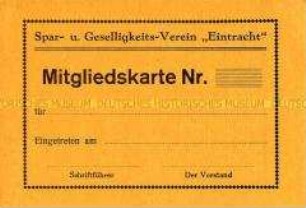 Vordruck einer Mitgliedskarte des Skat- und Geselligkeits-Vereins "Eintracht"