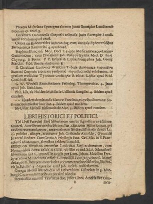 Libri Historici Et Politici.
