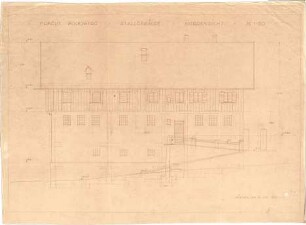 Littmann, Max; Bocksberg; Stallgebäude und Bauernhaus - Stallgebäude, Nordseite (Ansicht)