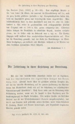 539-554 Die Zellteilung in ihrer Beziehung zur Vererbung