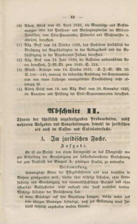 Abschnitt II. Theorie der schriftlich anzufertigenden Probearbeiten, ...