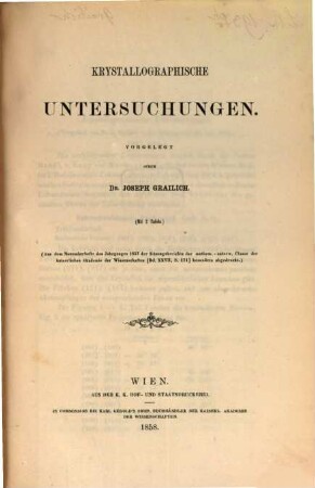 Mathem.-naturw. Classe : (Abhandlungen, besonders abgedruckt aus den Sitzungsberichten der k. Akad. der W.) In einem Bande, 11