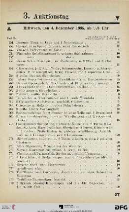 3. Auktionstag Mittwoch, den 4. Dezember 1935, ab ½ 3 Uhr (Nr. 756-1125)
