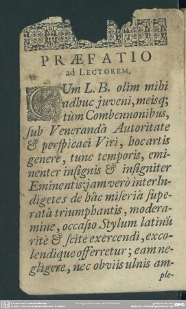 Praefatio ad Lectorem