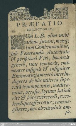 Praefatio ad Lectorem