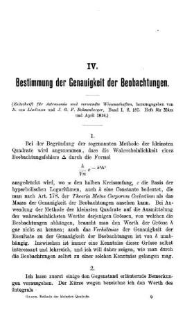 IV. - VI. Bestimmung und Genauigkeit der Beobachtungen.