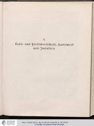 V. Land- und Forstwirtschaft, Handwerk und Industrie