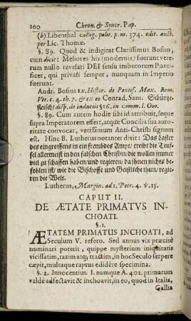Caput II. De Aetate Primatus Inchoati