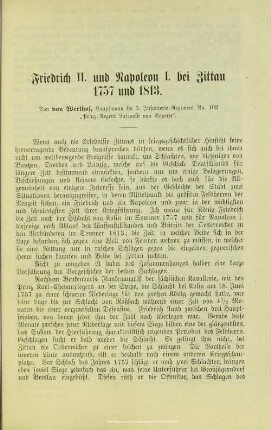 Friedrich II. und Napoleon I. bei Zittau 1757 und 1813