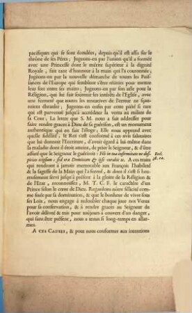Mandement De Monseigneur L'Archeveque Prince d'Embrun. Pour ordonner des Prières en actions de graces de l'heureuse guérison du Roy : [Donné le seize Novembre mil sept cens vingt-huit]