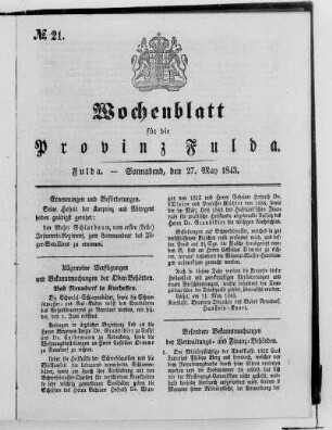 Nr. 21, Ausgabe vom 27. Mai 1843