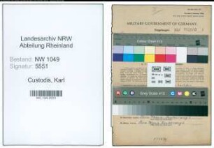 Entnazifizierung Karl Custodis , geb. 02.07.1913 (Bahnarbeiter)