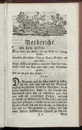 Vorbericht an den Leser.