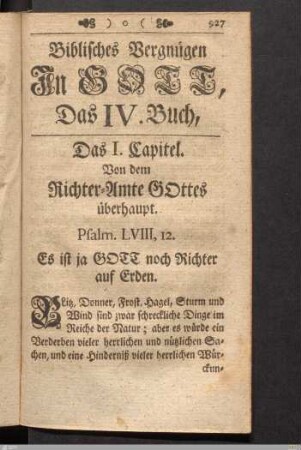 Das I. Capitel. Von dem Richter-Amte Gottes überhaupt.
