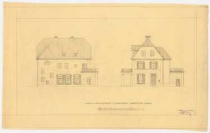 Landhaus Wolf Wertheim, Berlin-Kladow: Aufriss Rückansicht und Seitenansicht 1:100