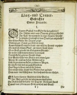 Klag- und Trauer-Gedichte Guter Freunde.