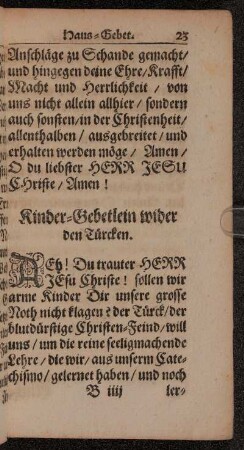 Kinder-Gebetlein wider den Türcken.